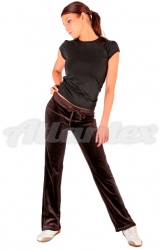 Spodnie dresowe damskie welurowe ciemny brąz